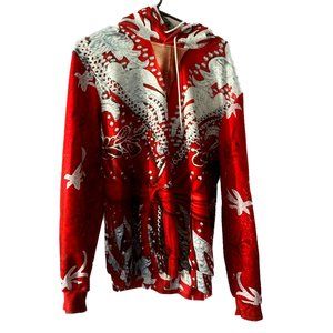 Nature Boy Ric Flair WWF Robe Hooded Sweatshirt, Men's XL, Red and Silver NWOT